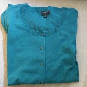 Talbots 1x teal cardigan